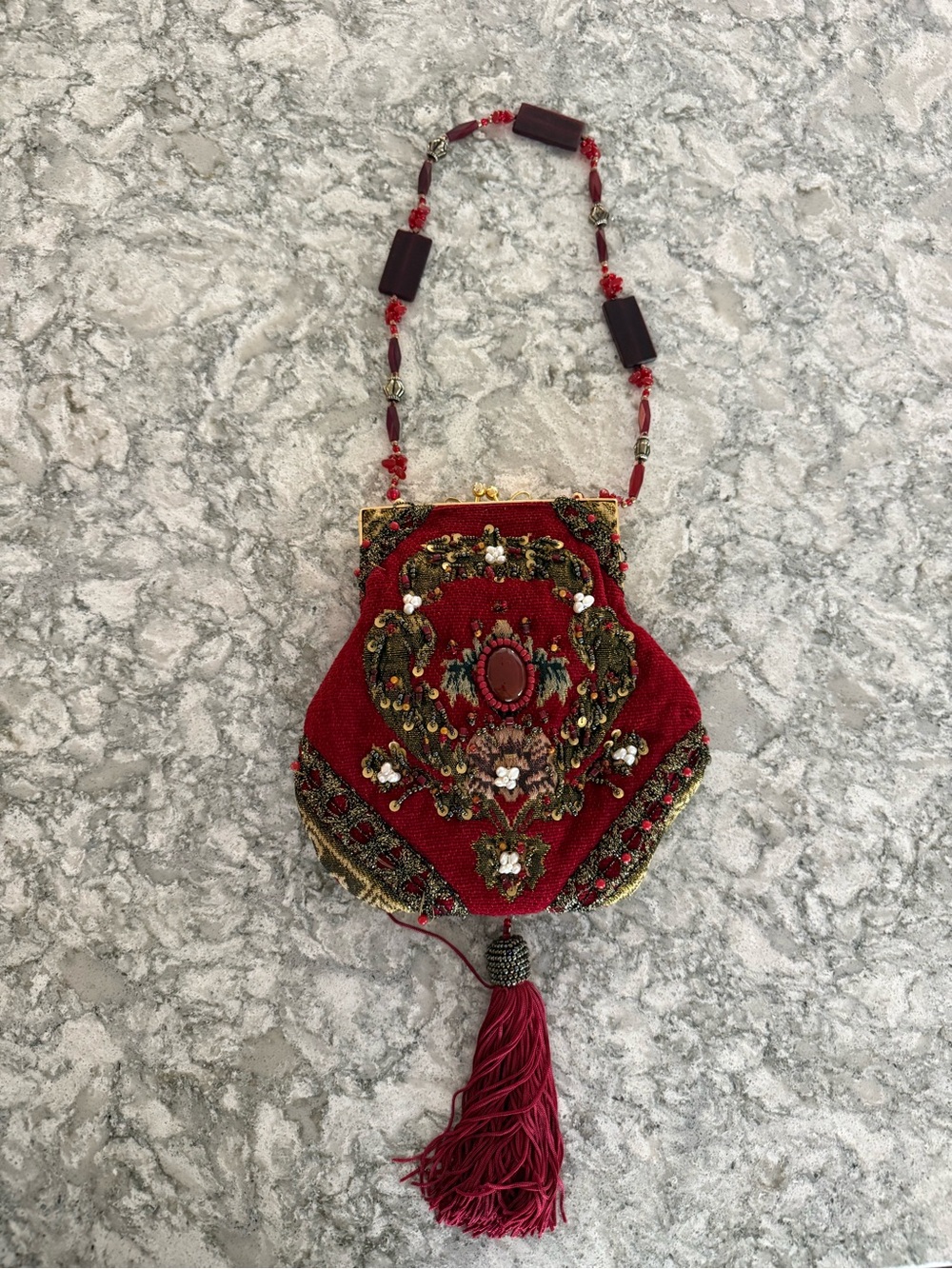 MARY FRANCIS VINTAGE BEADED TAPESTRY HANDBAG - Picture 1 of 8